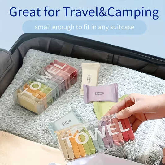 7-Pack Compressed Disposable Travel Towels (Colorful)