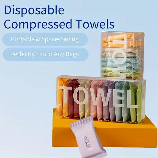 7-Pack Compressed Disposable Travel Towels (Colorful)