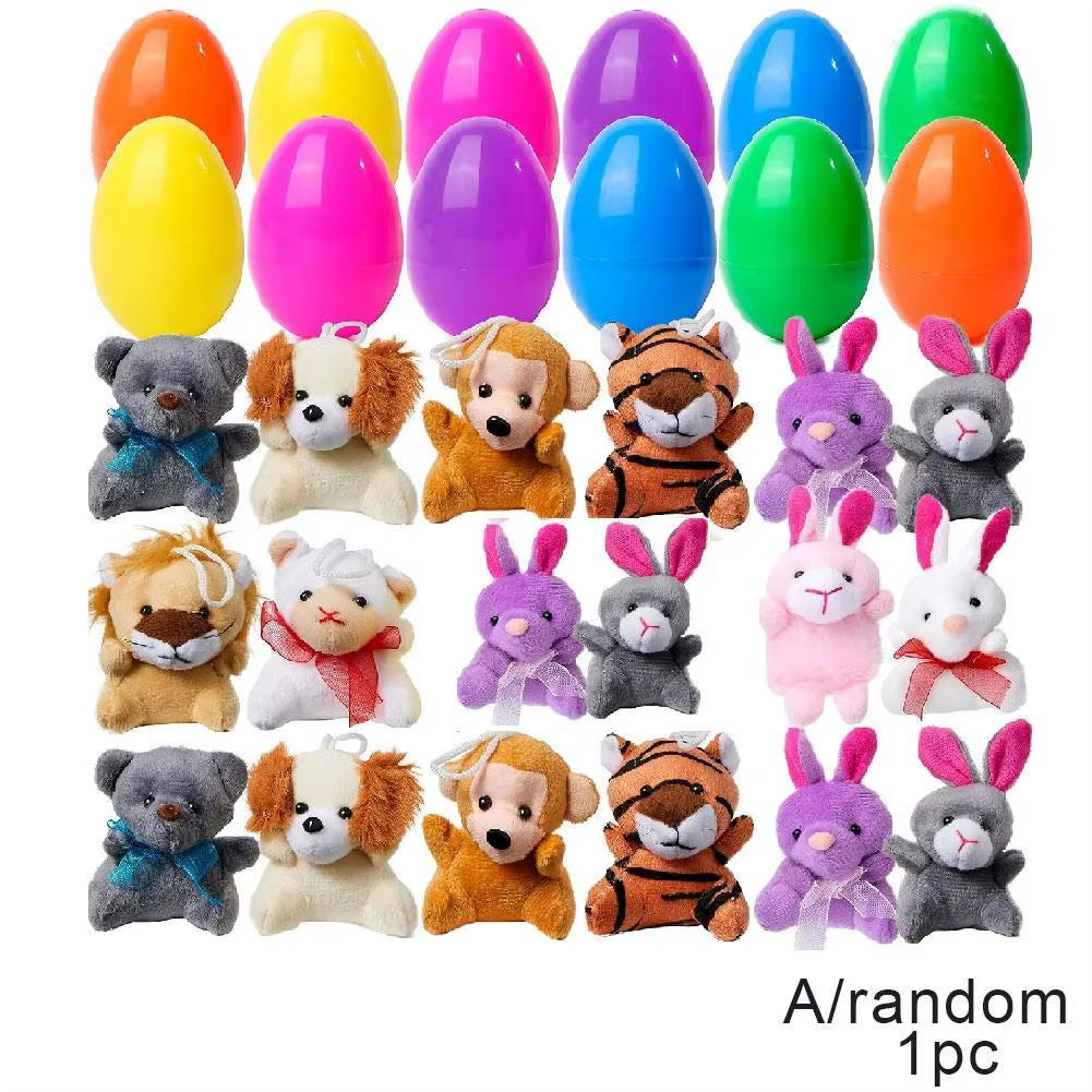 12 Pack Prefilled Easter Eggs with Mini Stuffed Animal Plush Toys Easter Basket Stuffers for Easter Egg Hunt Easter Party Favors