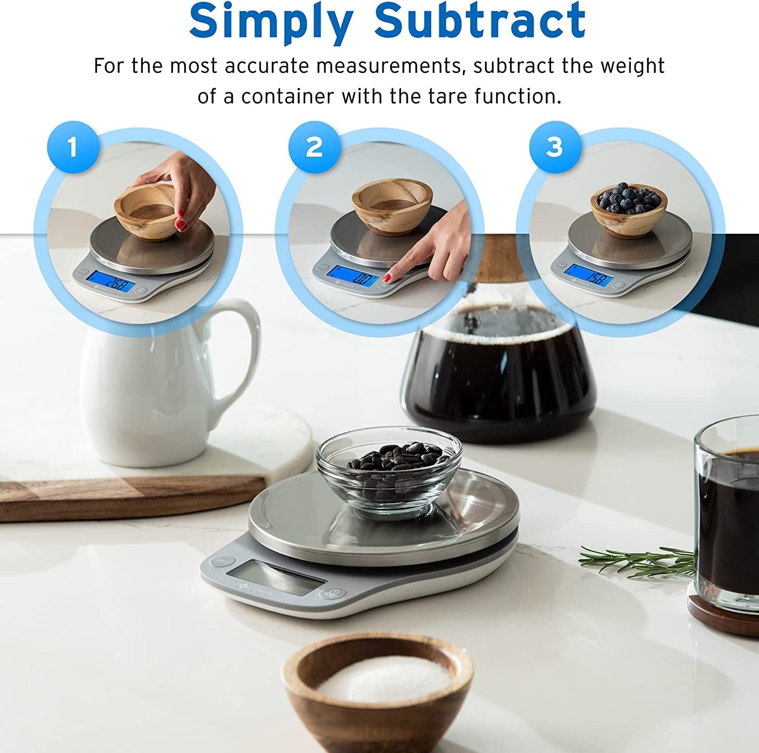 0.1G Food Kitchen Scale, Digital Ounces and Grams for Cooking, Baking, Meal Prep, Dieting, and Weight Loss 11Lb/5Kg 304 Stainless Steel