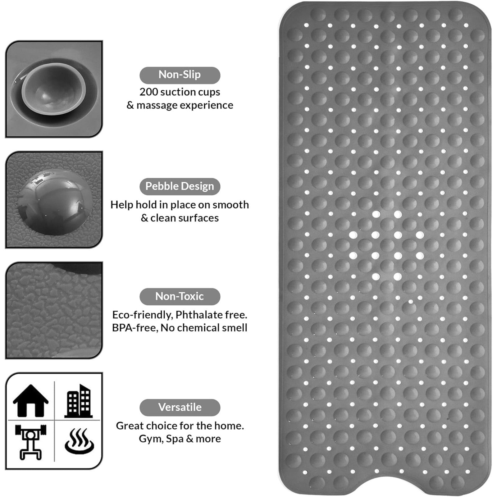 Non Slip Bathtub Mats Suction Cups Washable Bathroom Inside Shower Mat Anti Mold