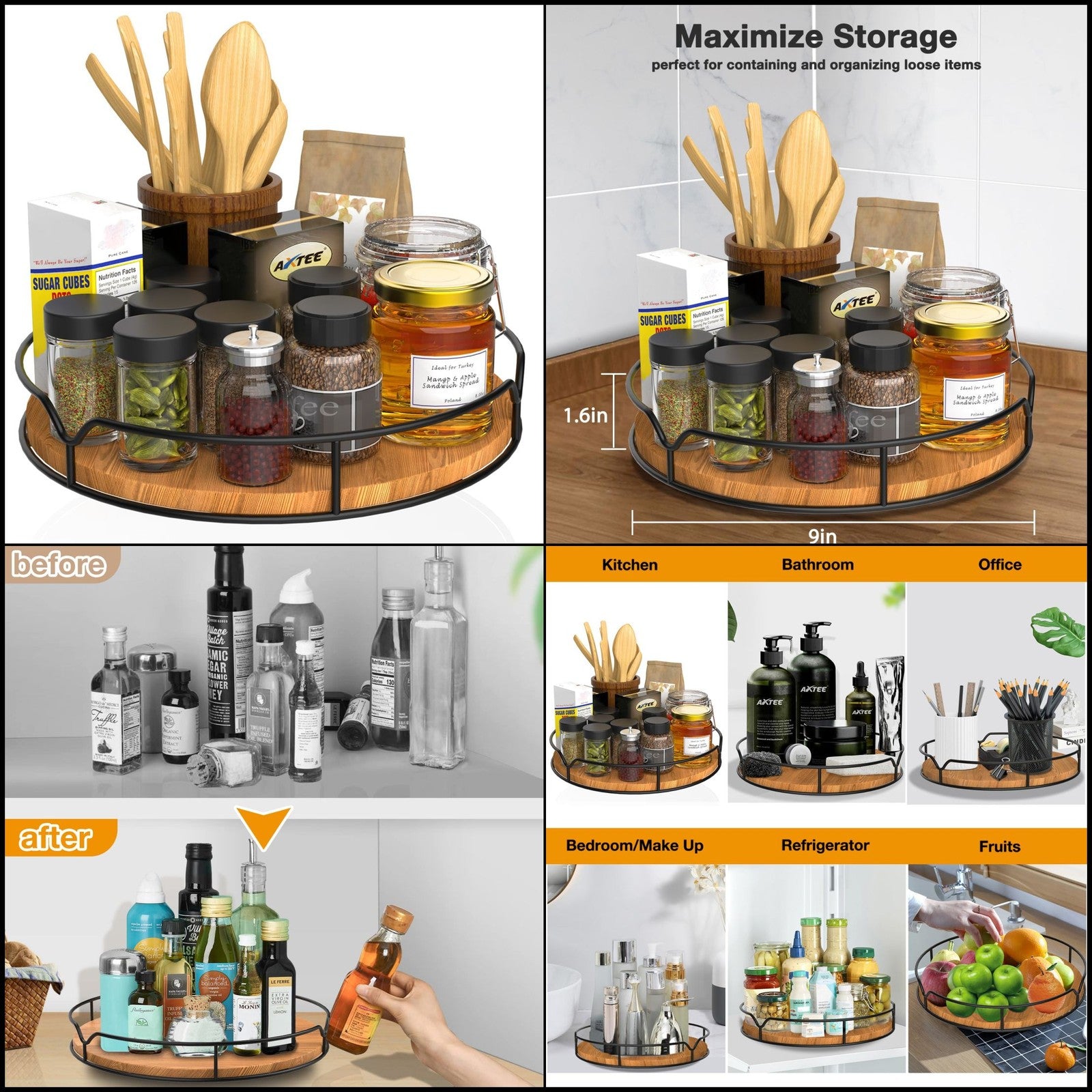 Lazy Susan Turntable Organizer for KitchenCabinet Pantry Rfrigerator