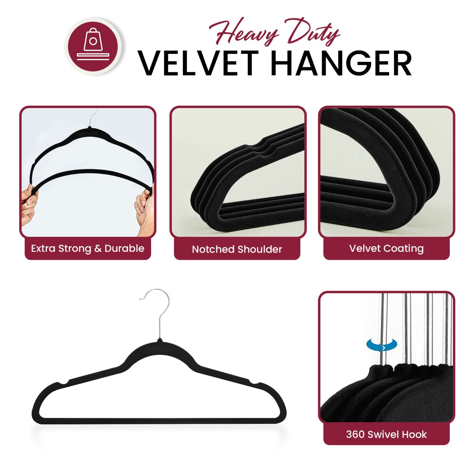 Velvet Hangers Cloths 30/50 Pack Premium Lightweight Space Saver Non Slip Hanger