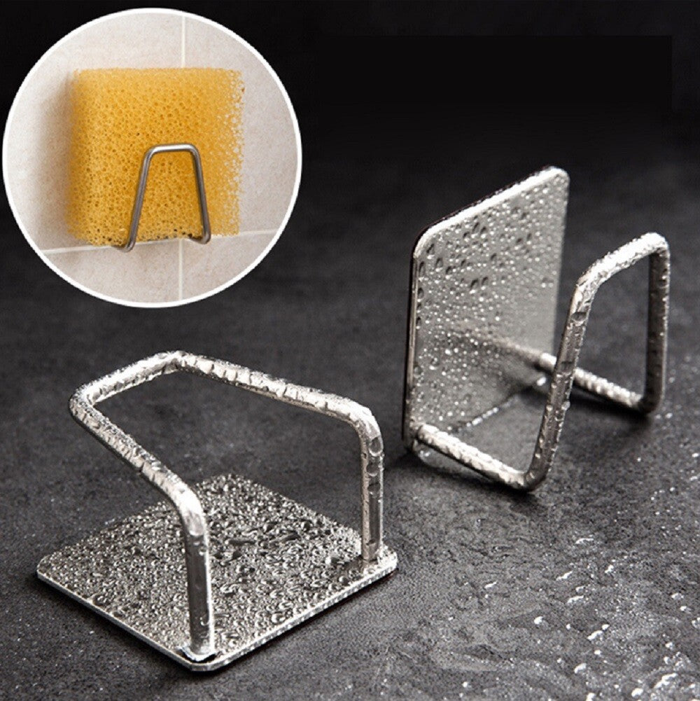 4-Pack Stainless Steel Sink Sponge Holder Adhesive Kitchen Caddy Organizer Set