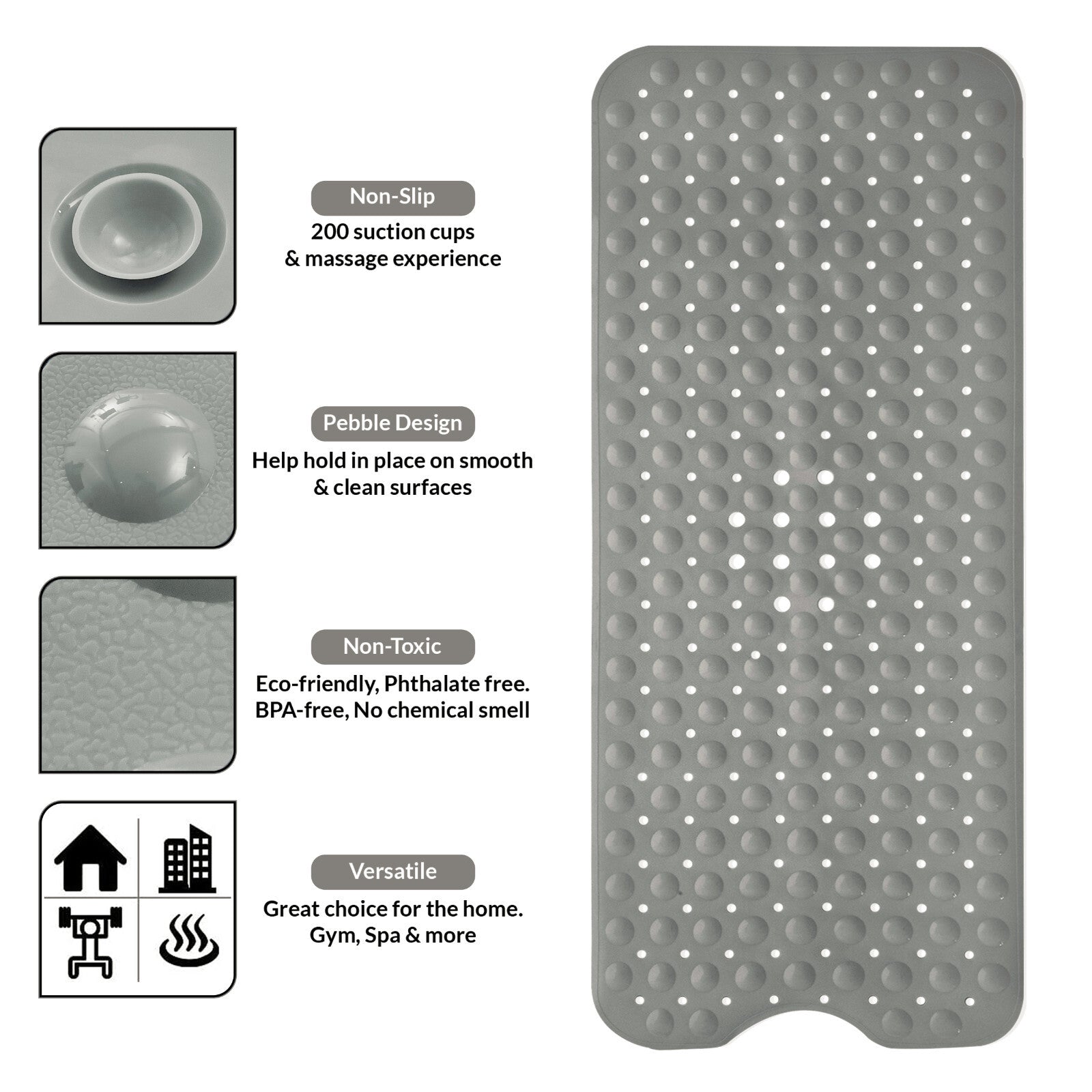 Non Slip Bathtub Mats Suction Cups Washable Bathroom Inside Shower Mat Anti Mold