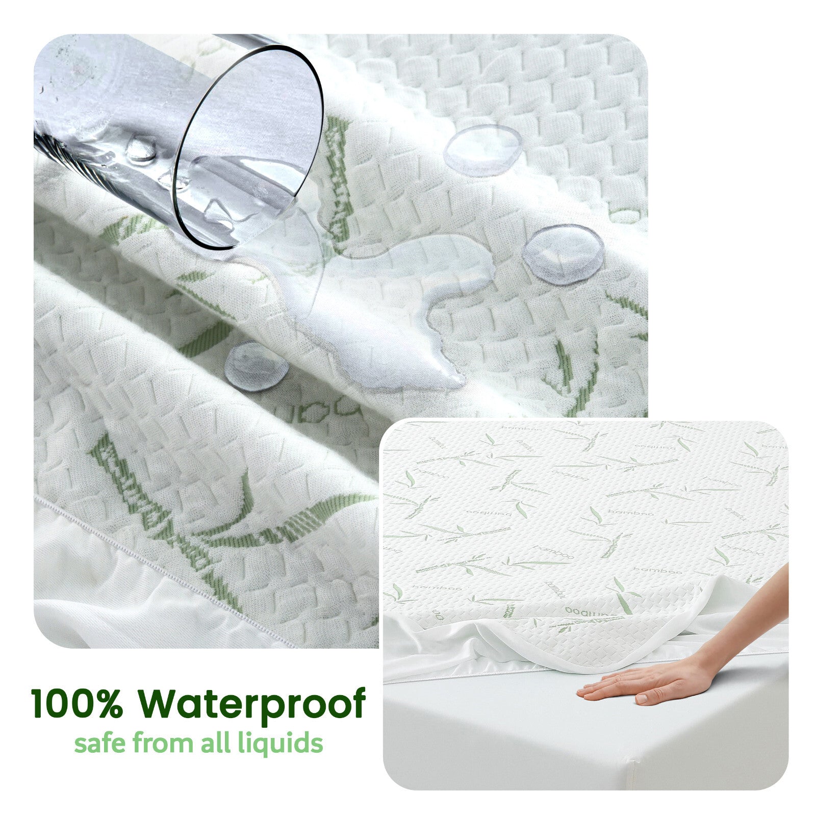 Waterproof Bamboo Mattress Protector Hypoallergenic Breathable Fitted Bed Covers