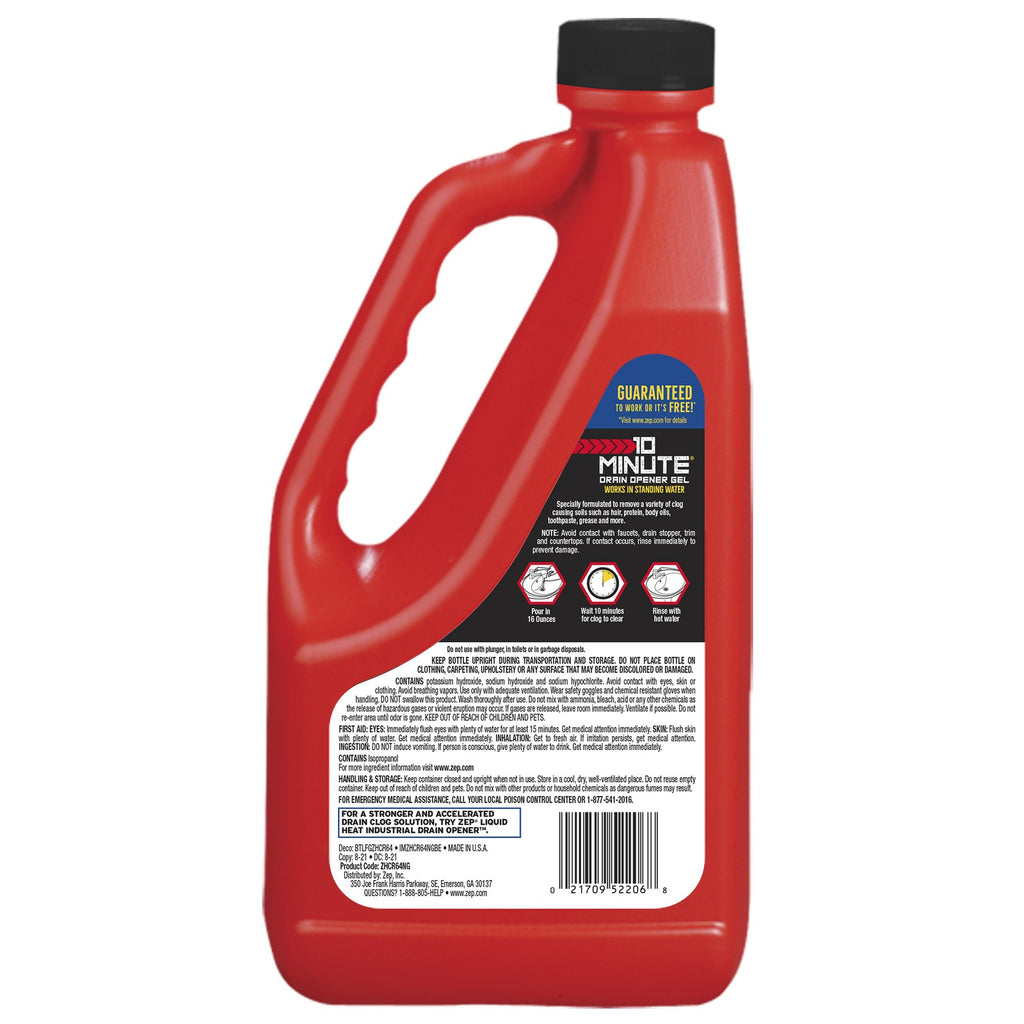 Zep 10 Minute Drain Opener Gel 64 oz (Case of 6) ZHCR64NG