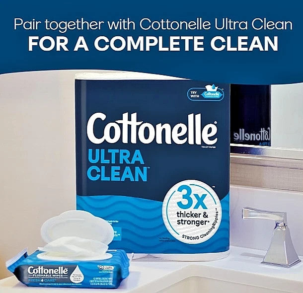Cottonelle Fresh Care Flushable Wipes – 4 Packs of 42 for Happy, Confident Bums!