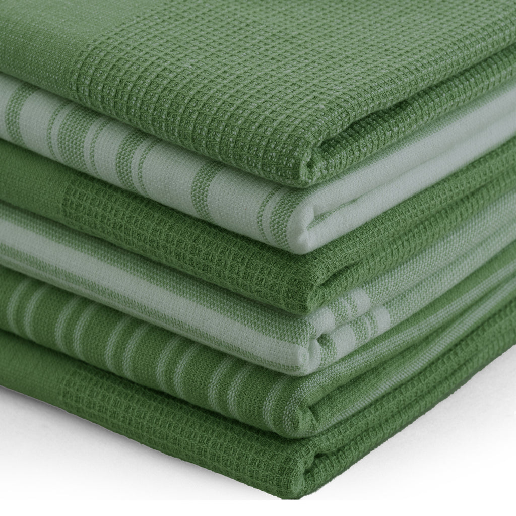 6PC Kitchen Towel Set 100% Cotton Dish Towels 16 x 26 Absorbent Tea Bar Towels