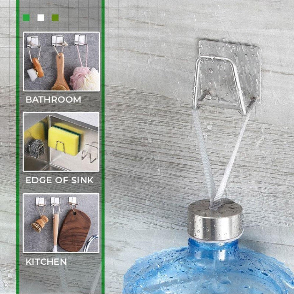 4-Pack Stainless Steel Sink Sponge Holder Adhesive Kitchen Caddy Organizer Set