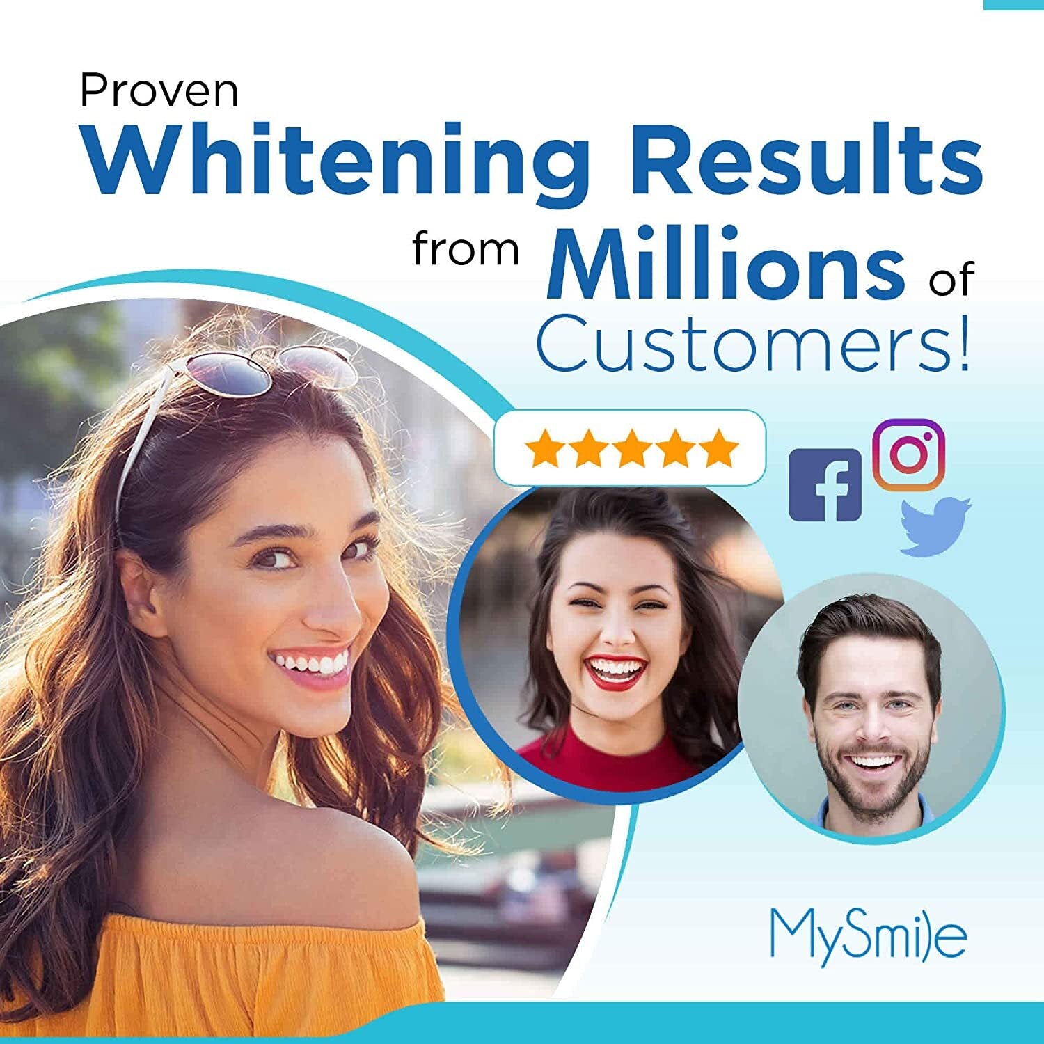 MySmile Teeth Whitening Kit 3ml*3pc Gel Tooth Whitener Bleaching LED Light Tray