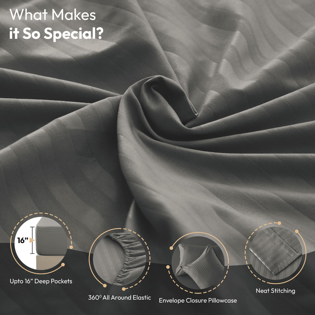 4 Piece Bed Sheet Set Deep Pocket 1800 Series Hotel Bed Sheet Microfiber Comfort