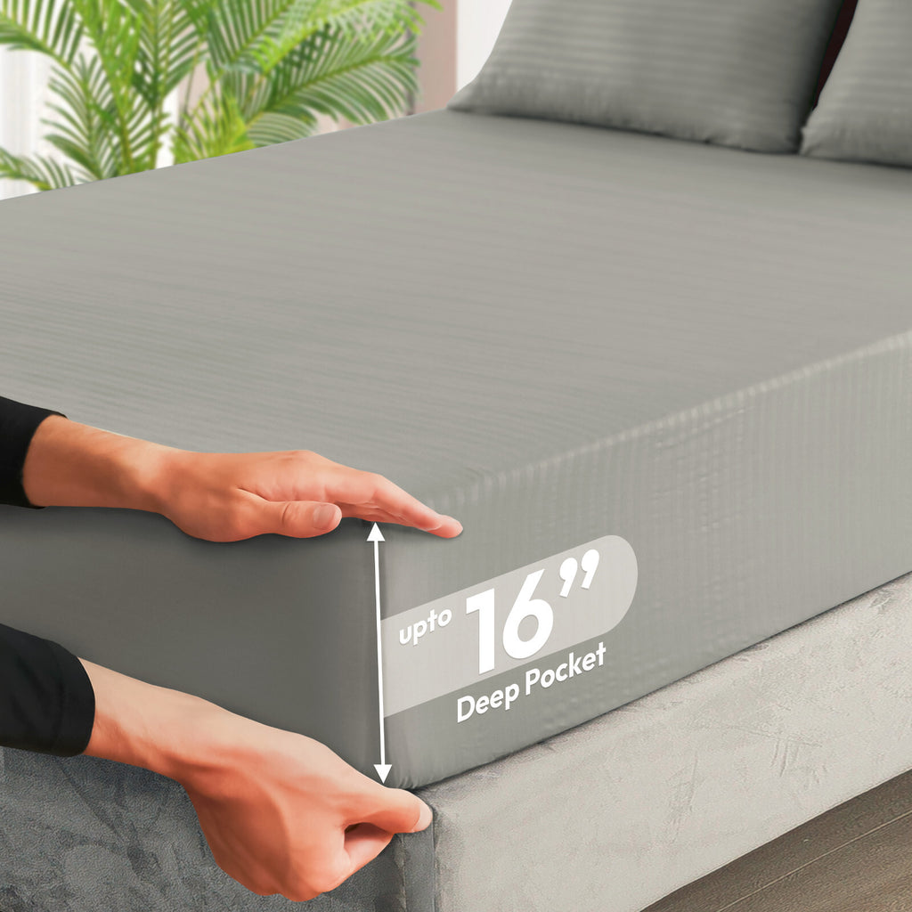 4 Piece Bed Sheet Set Deep Pocket 1800 Series Hotel Bed Sheet Microfiber Comfort