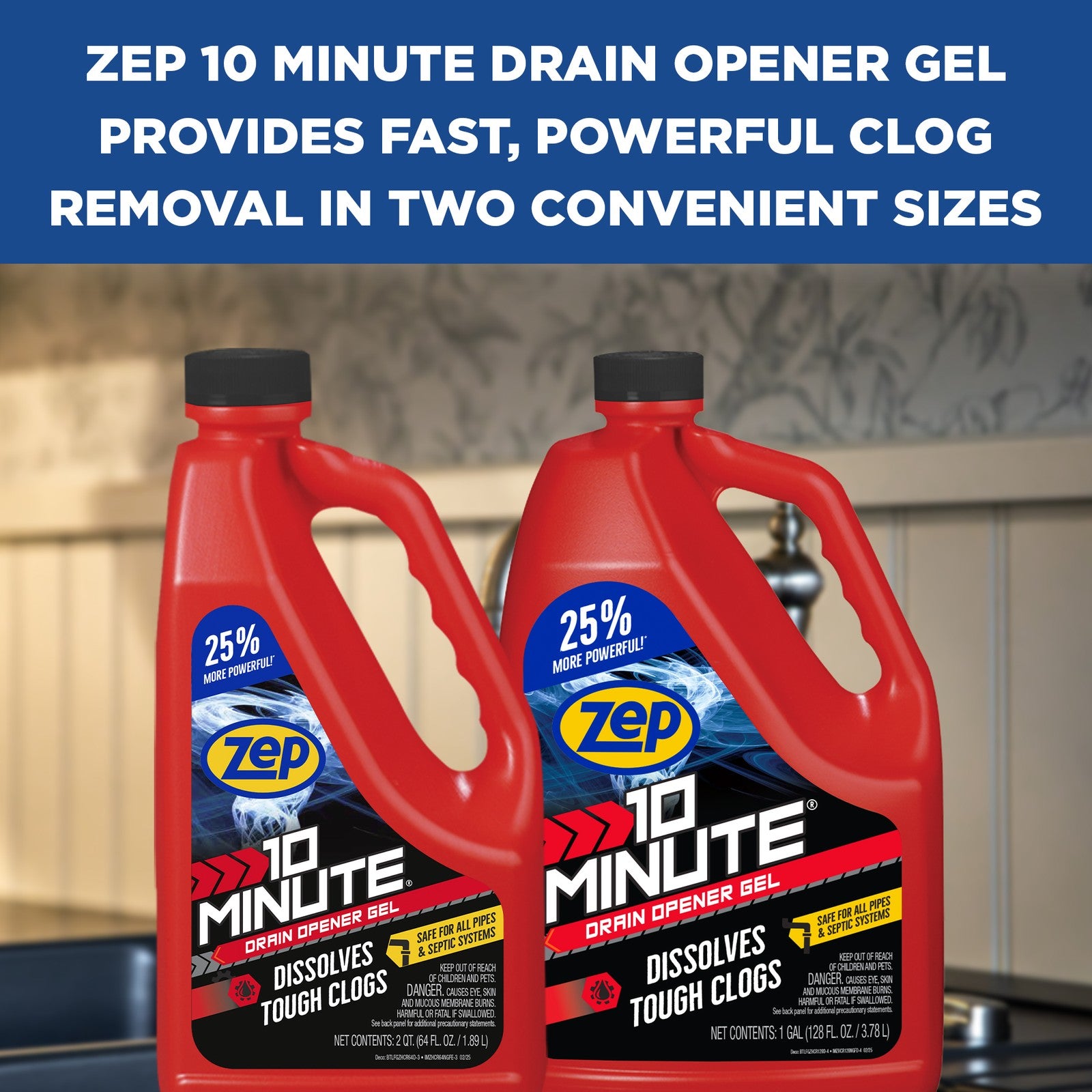 Zep 10 Minute Drain Opener Gel 64 oz (Case of 6) ZHCR64NG