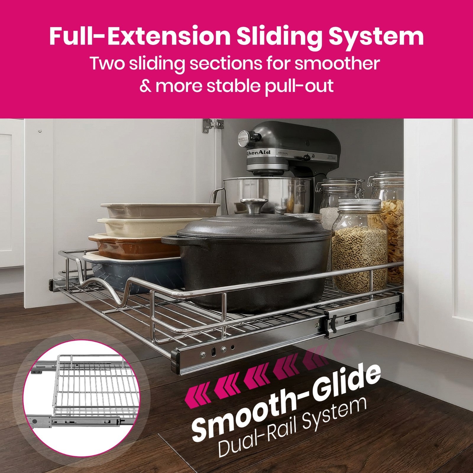 HOLDN' STORAGE Pull Out Cabinet Organizer, Heavy Duty- Lifetime Limited Warranty