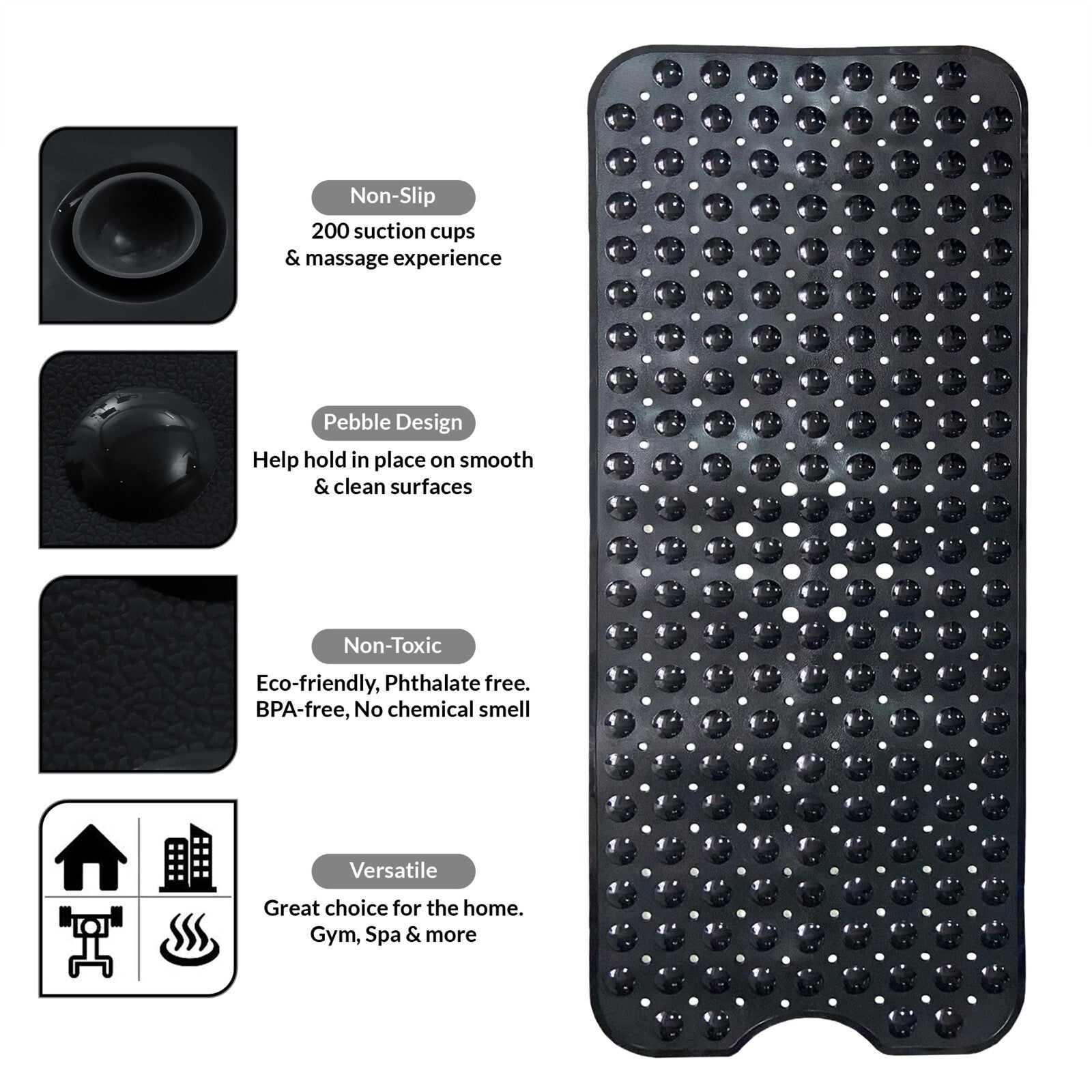 Non Slip Bathtub Mats Suction Cups Washable Bathroom Inside Shower Mat Anti Mold