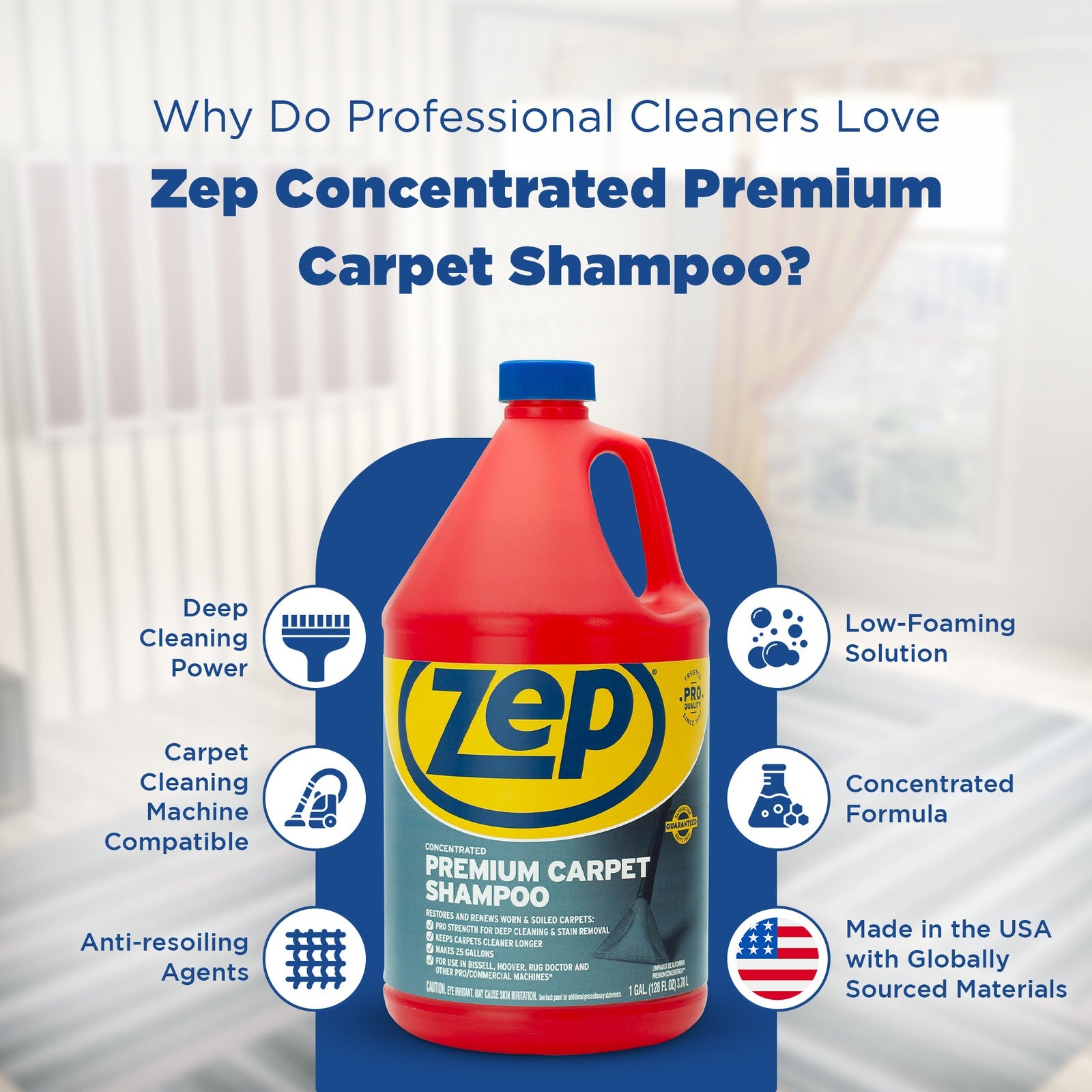 Zep Premium Carpet Cleaner Shampoo - 1 Gallon (Case of 2) ECZUPXC1282