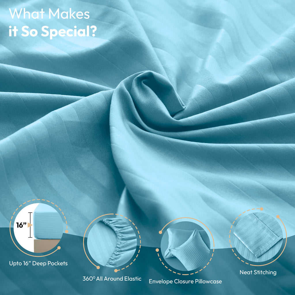 4 Piece Bed Sheet Set Deep Pocket 1800 Series Hotel Bed Sheet Microfiber Comfort