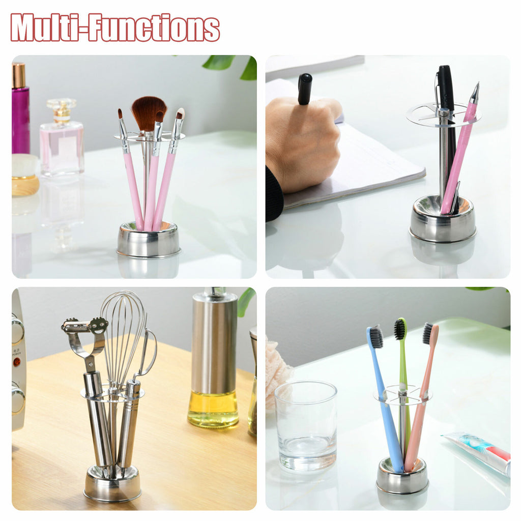 Stainless Steel Toothbrush Holder Toothpaste Stand Bathroom Organizer Freestand