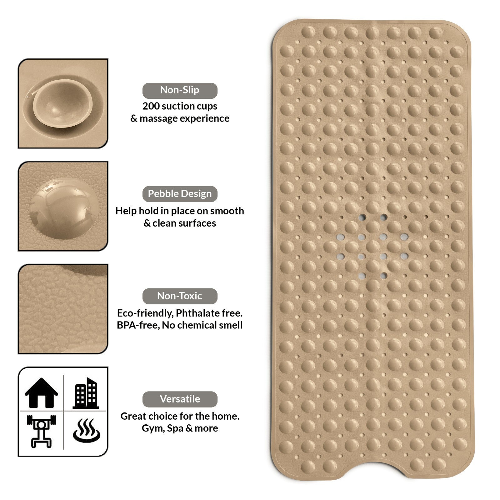 Non Slip Bathtub Mats Suction Cups Washable Bathroom Inside Shower Mat Anti Mold