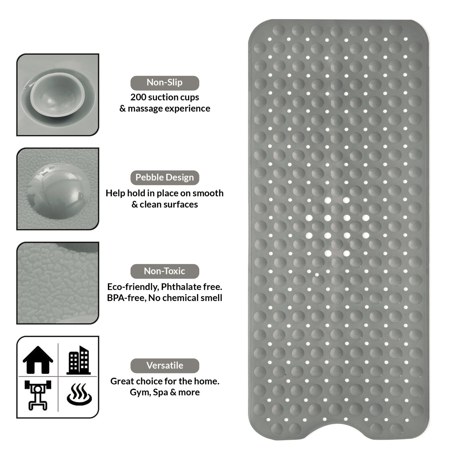 Non Slip Bathtub Mats Suction Cups Washable Bathroom Inside Shower Mat Anti Mold