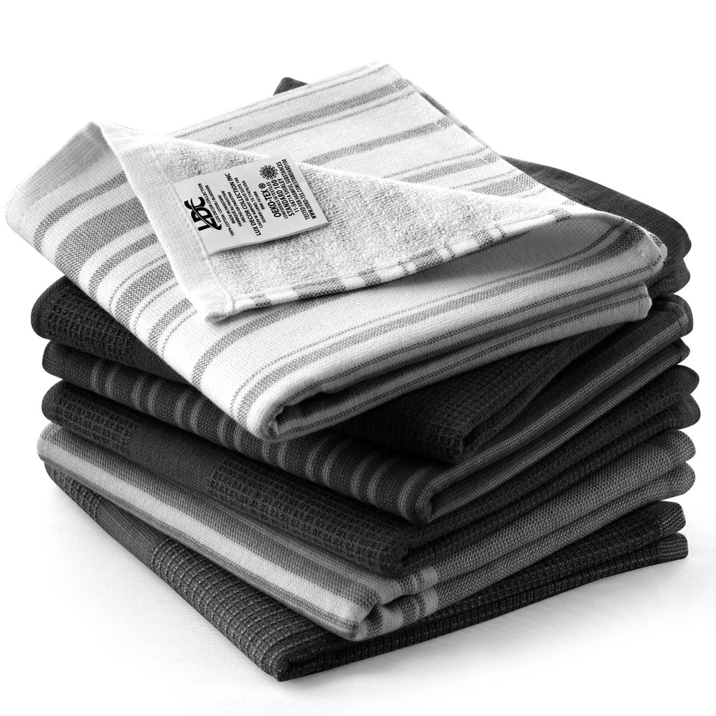 6PC Kitchen Towel Set 100% Cotton Dish Towels 16 x 26 Absorbent Tea Bar Towels