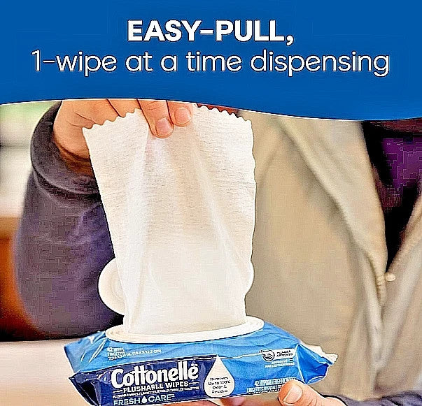 Cottonelle Fresh Care Flushable Wipes – 4 Packs of 42 for Happy, Confident Bums!