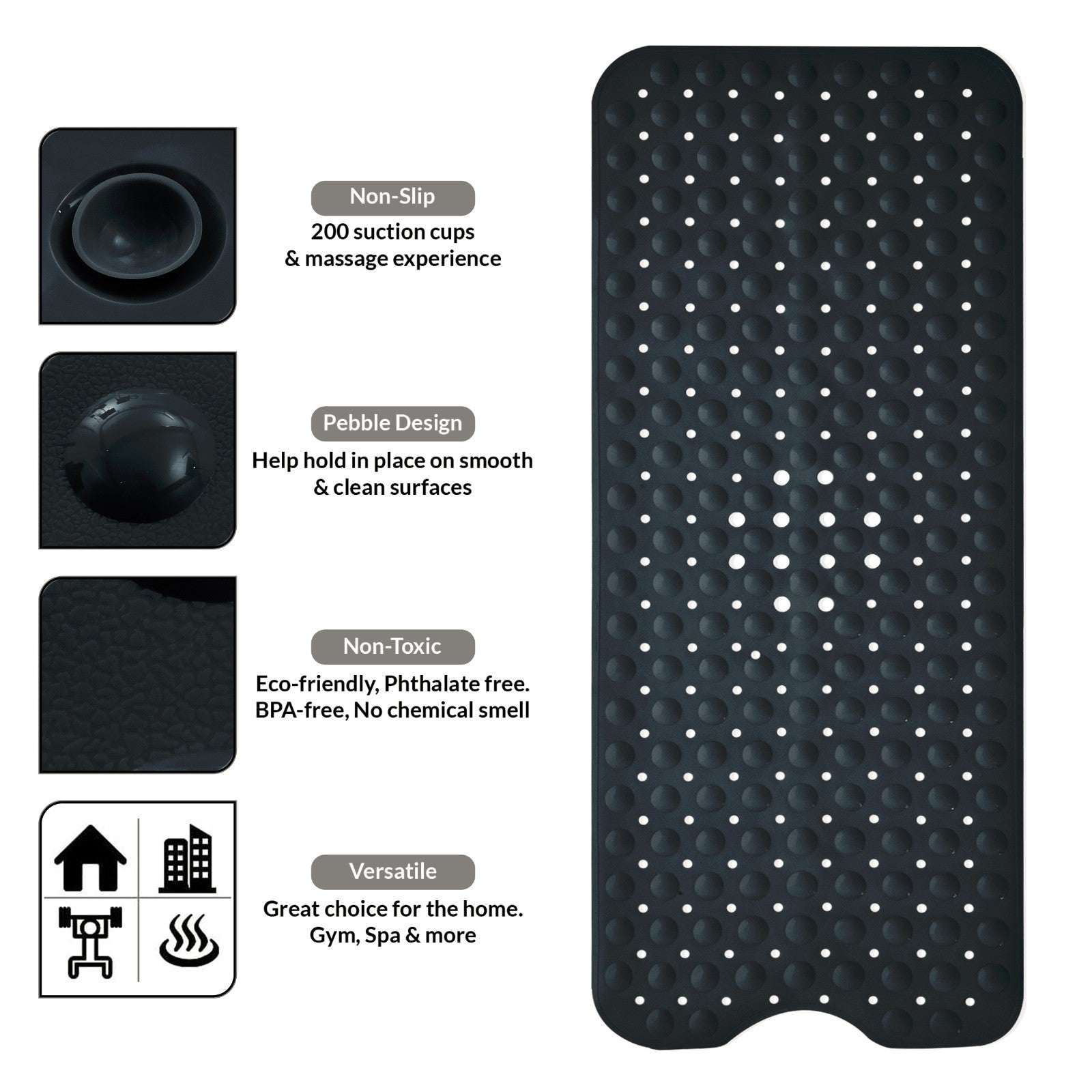 Non Slip Bathtub Mats Suction Cups Washable Bathroom Inside Shower Mat Anti Mold