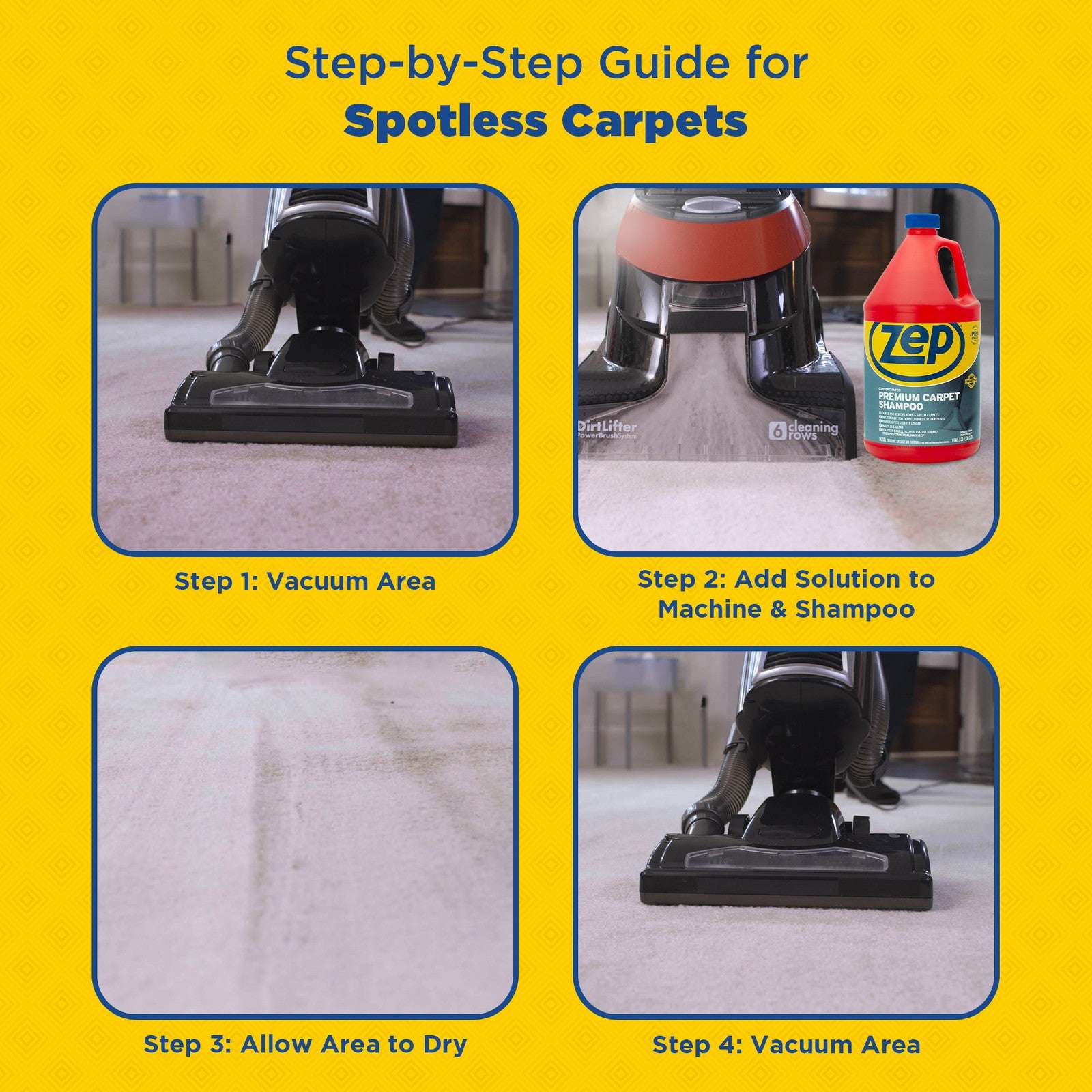 Zep Premium Carpet Cleaner Shampoo - 1 Gallon (Case of 2) ECZUPXC1282