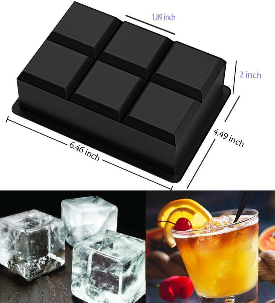Round or Square Ice Cube Ball Tray Silicone Sphere Mold Bar Whiskey Cocktails
