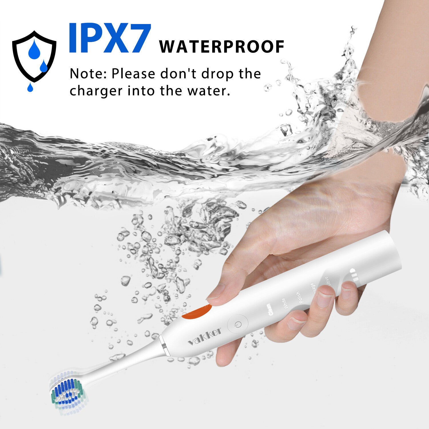 Vakker Ultrasonic Toothbrush Rechargeable Electric Toothbrush 5 Cleaning Modes