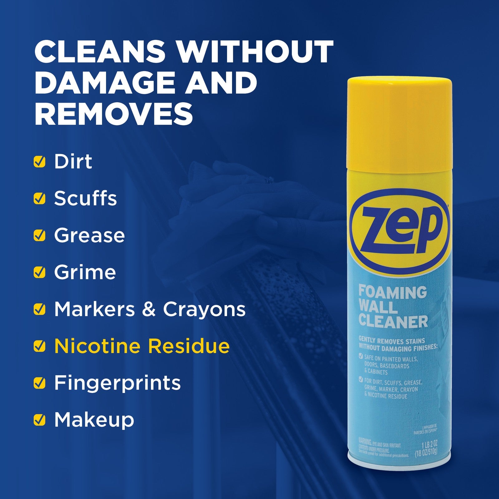 Zep Foaming Wall Cleaner - 18 oz (Case of 12) - ZUFWC18