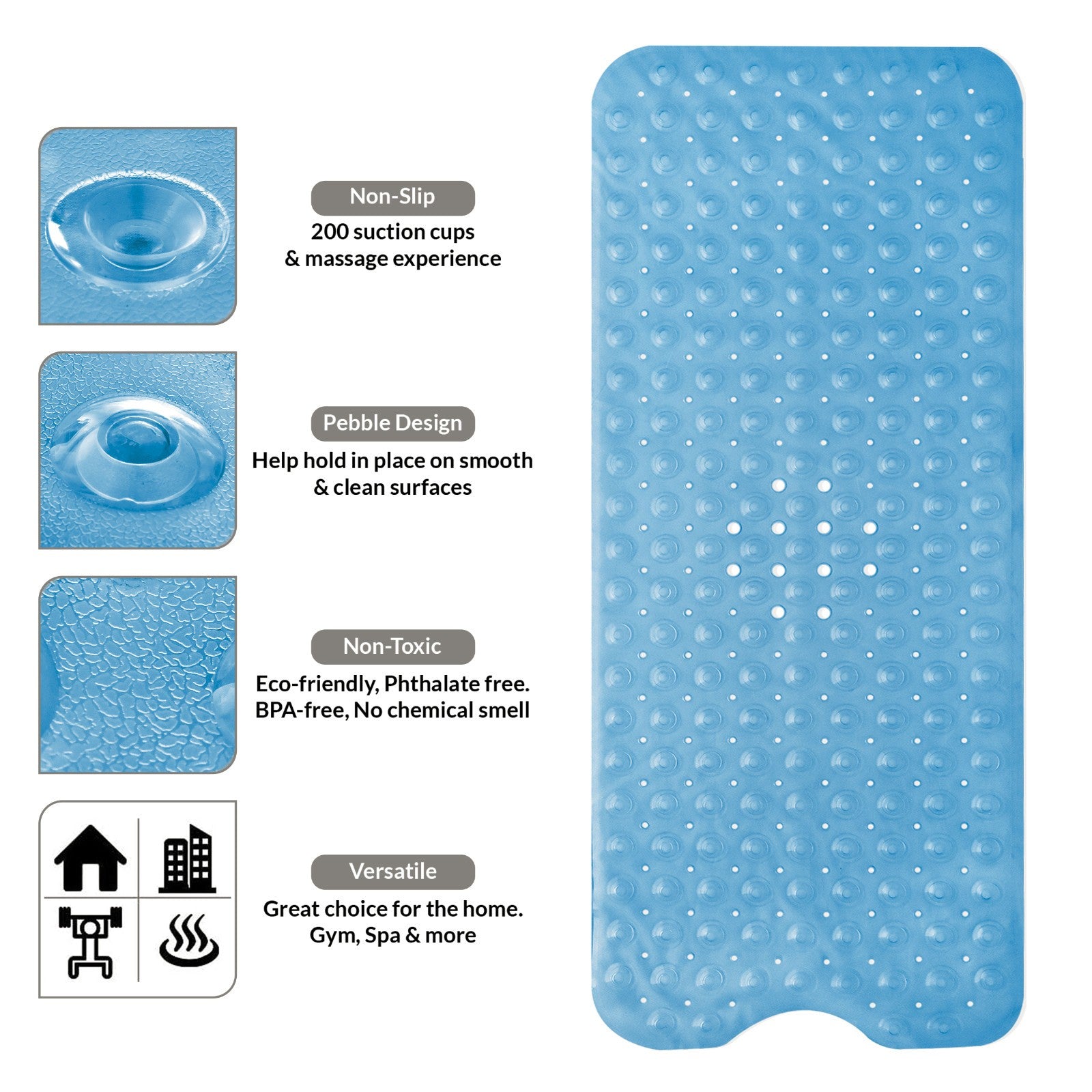 Non Slip Bathtub Mats Suction Cups Washable Bathroom Inside Shower Mat Anti Mold