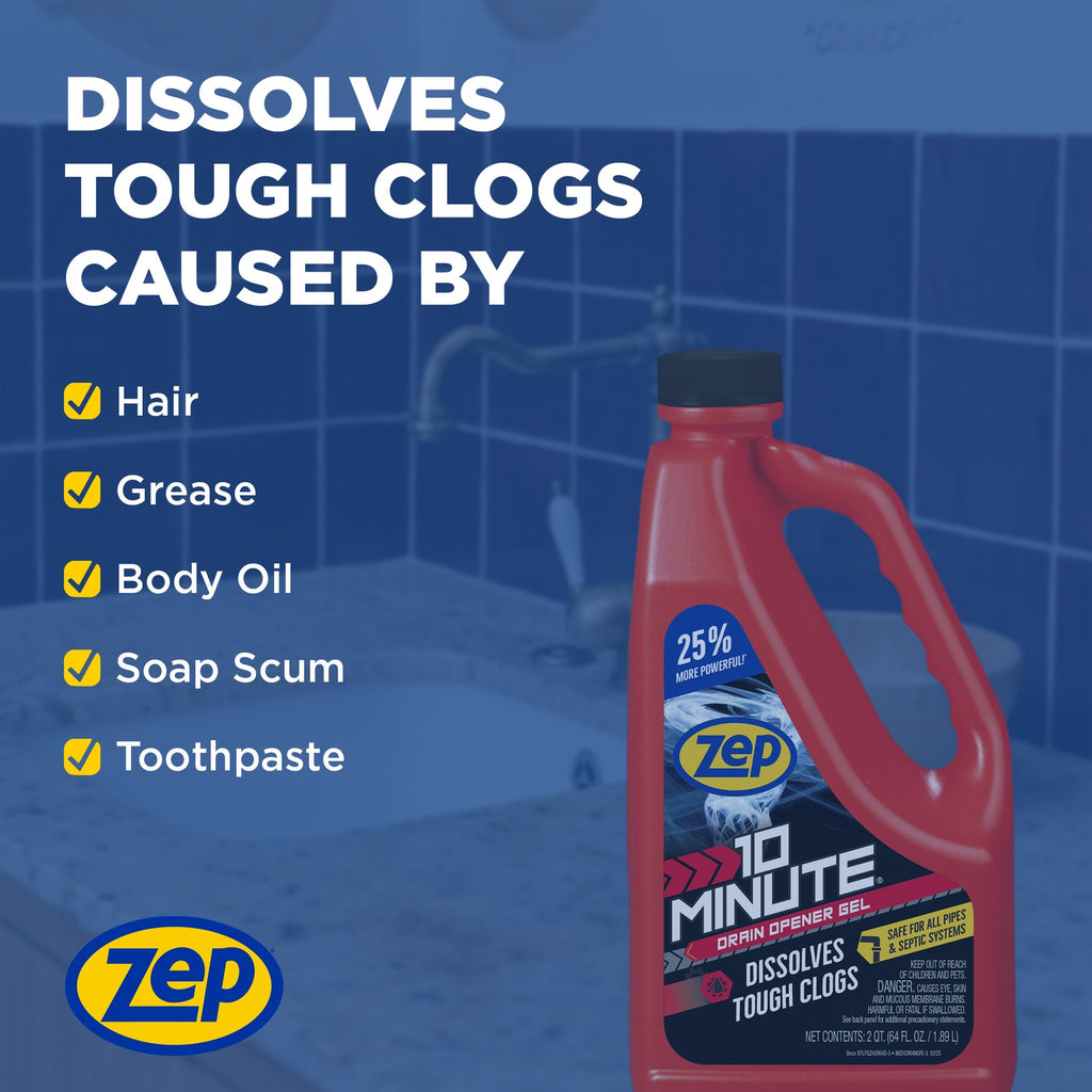 Zep 10 Minute Drain Opener Gel 64 oz (Case of 6) ZHCR64NG