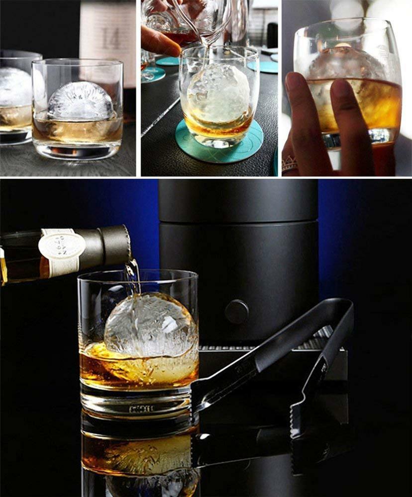 Round or Square Ice Cube Ball Tray Silicone Sphere Mold Bar Whiskey Cocktails
