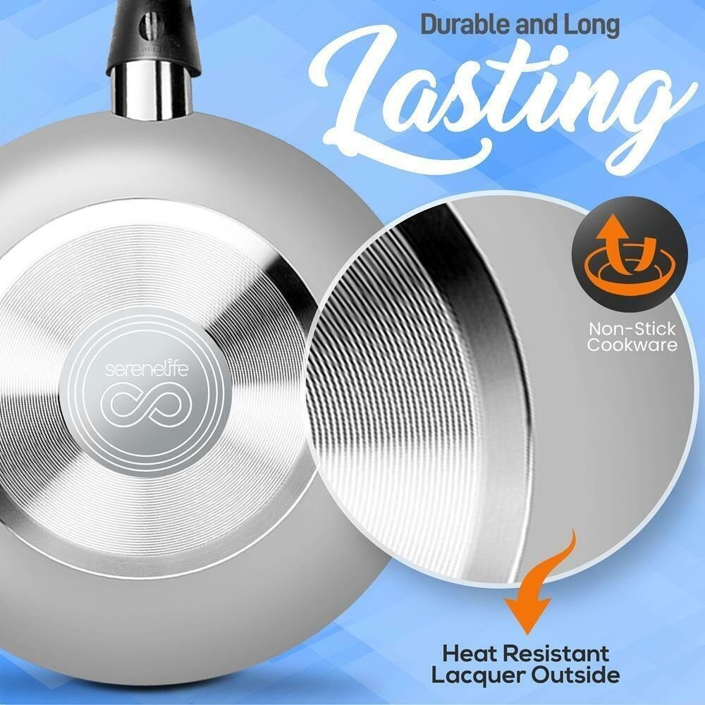 NutriChef 15pcs Pressed Aluminum Pans Set – Dishwasher Safe, Non-Stick Coating