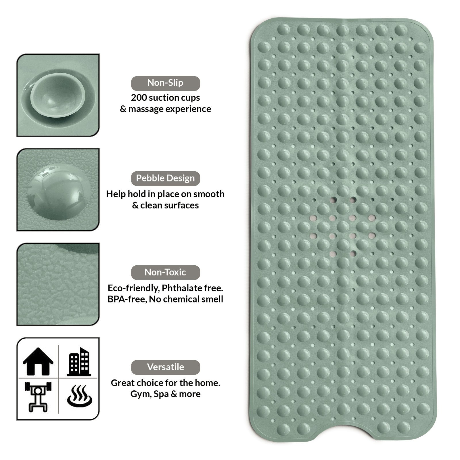 Non Slip Bathtub Mats Suction Cups Washable Bathroom Inside Shower Mat Anti Mold