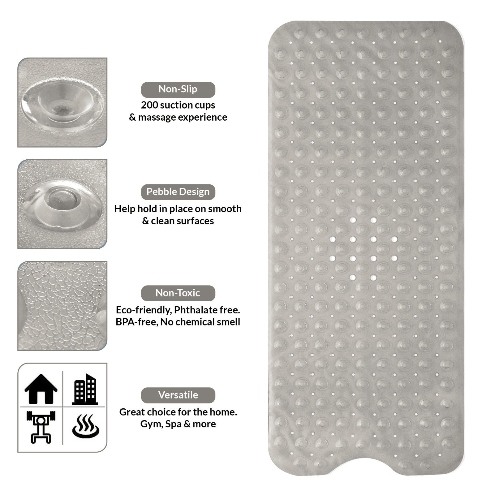 Non Slip Bathtub Mats Suction Cups Washable Bathroom Inside Shower Mat Anti Mold