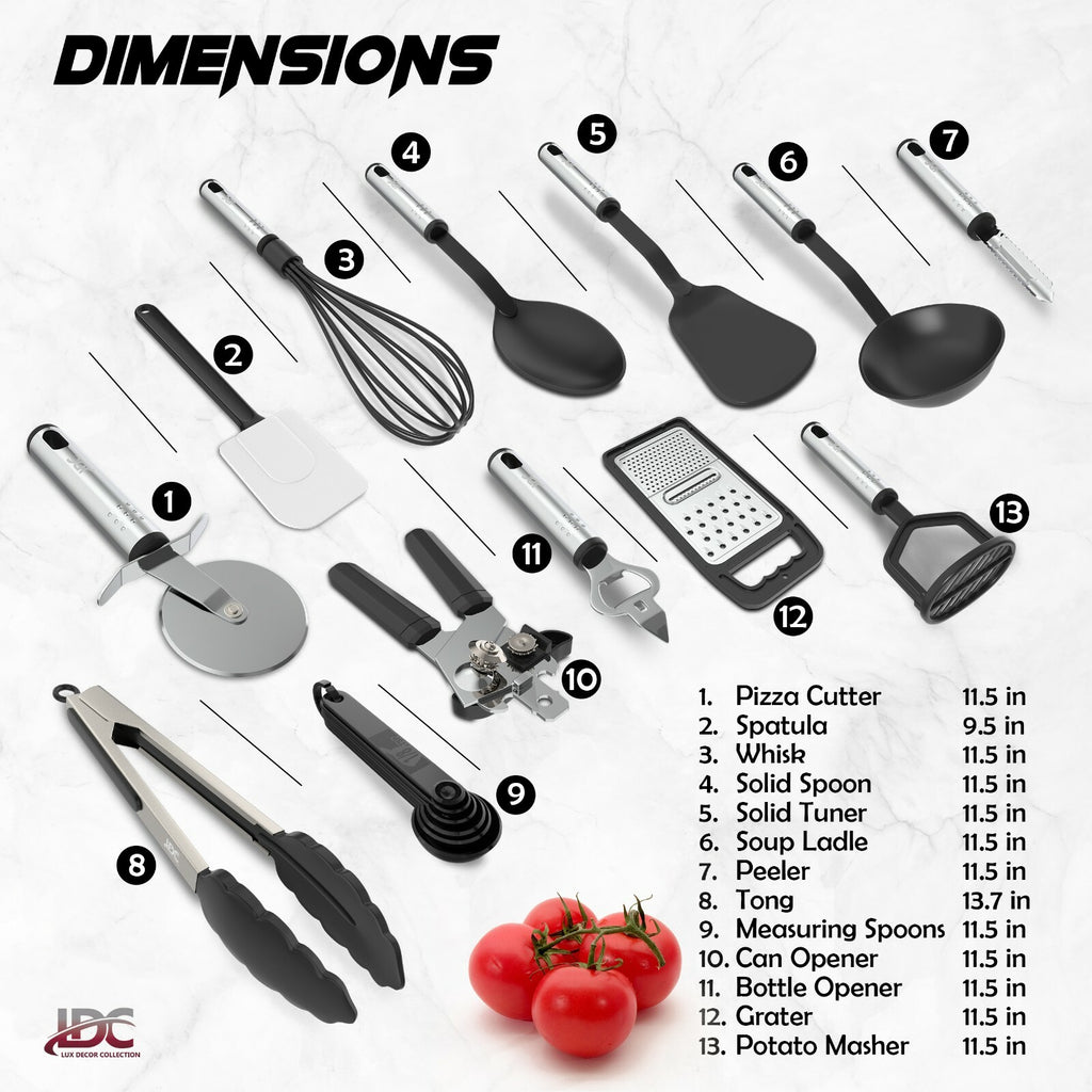Cooking Utensil Set 23 Piece Stainless Steel Heat Resistant Kitchen Gadget Tools