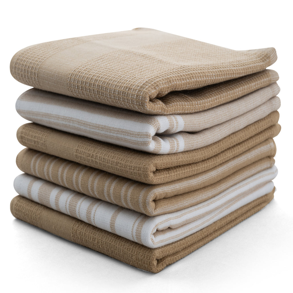 6PC Kitchen Towel Set 100% Cotton Dish Towels 16 x 26 Absorbent Tea Bar Towels