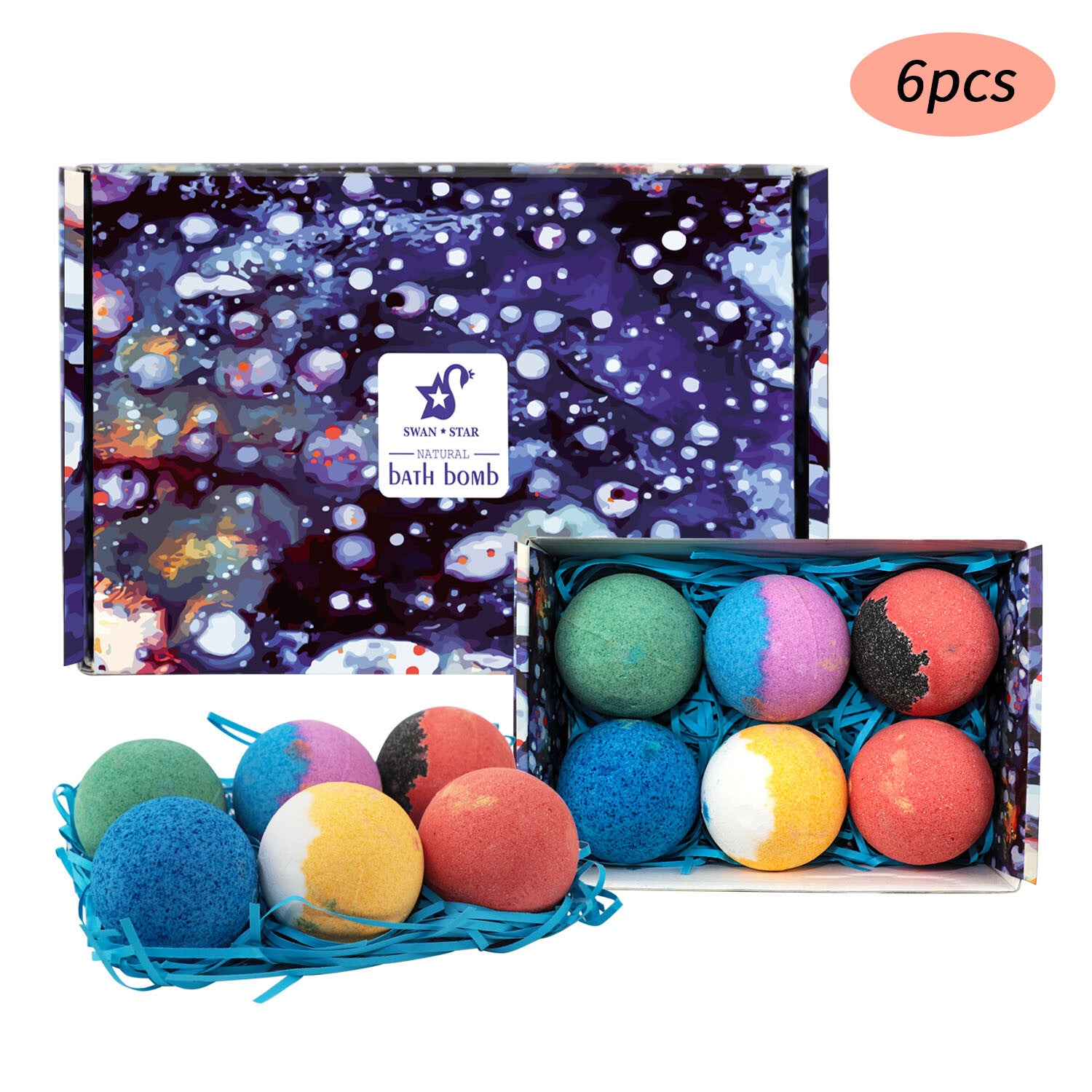 6pc Handmade Bath Bombs Gift Set Organic Essential Oils Spa Ball Christmas Gift
