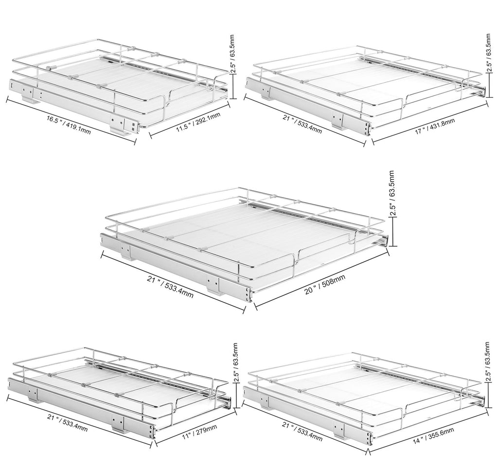 Kitchen Cabinet Pull Out Shelf Organizer Slide Out Drawer Basket 12/13/16/18/22"