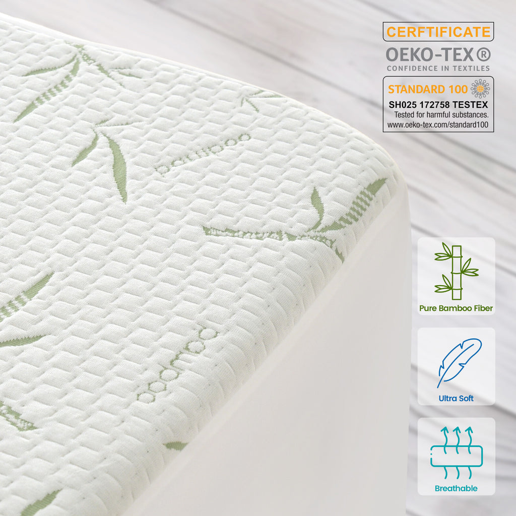 Waterproof Bamboo Mattress Protector Hypoallergenic Breathable Fitted Bed Covers