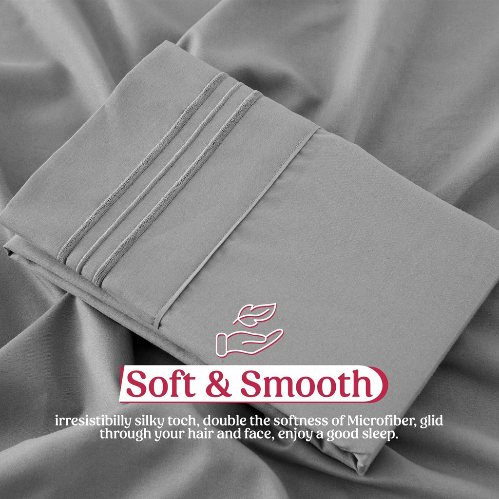 Pack of 2, 4 & 6 Pillow Cover Set Ultra Soft Microfiber Pillowcases Queen King