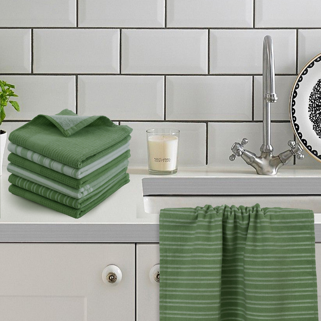 6PC Kitchen Towel Set 100% Cotton Dish Towels 16 x 26 Absorbent Tea Bar Towels