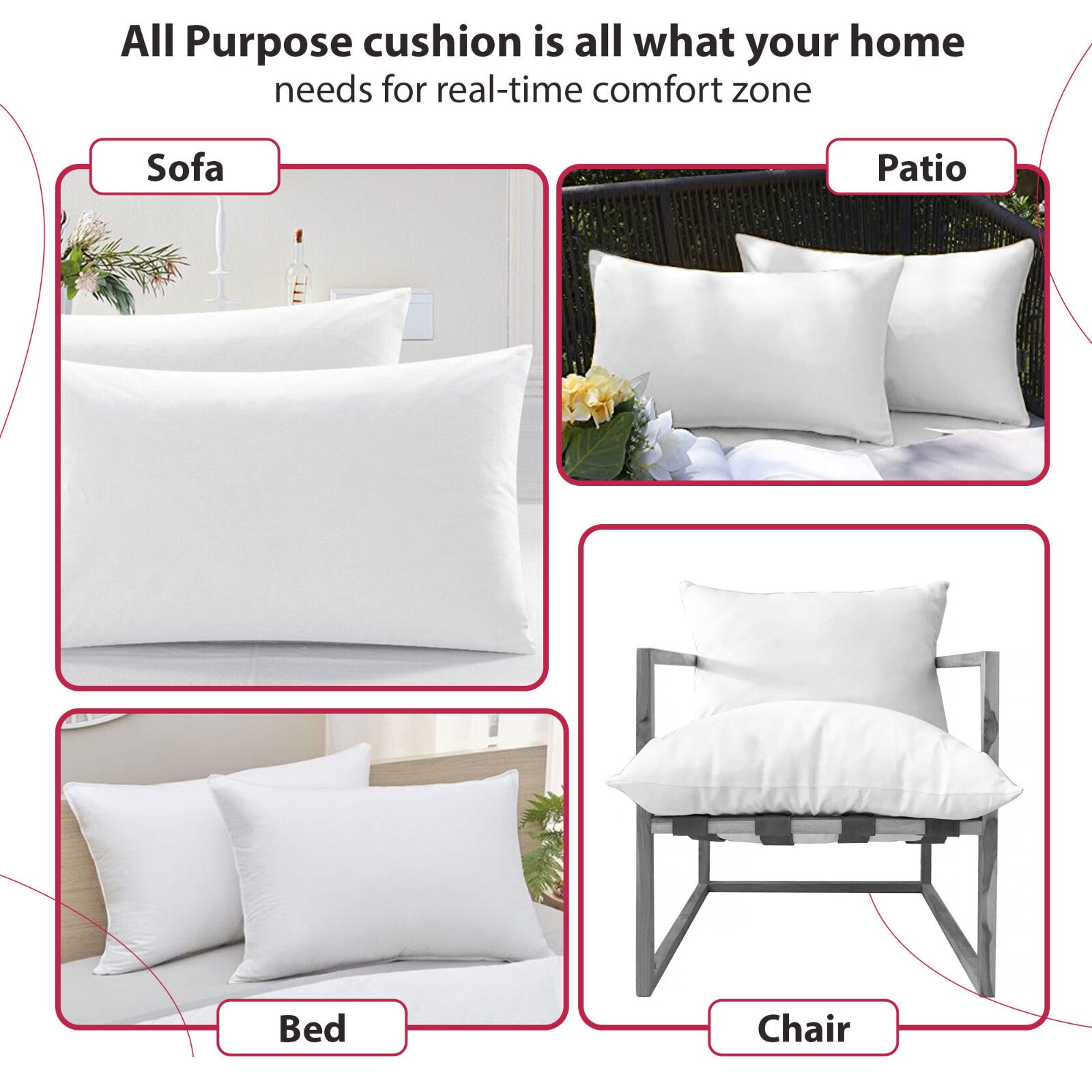 Throw Pillows Insert Cushion Pack of 4 Ultra Soft Bed & Couch Sofa Decor Pillows