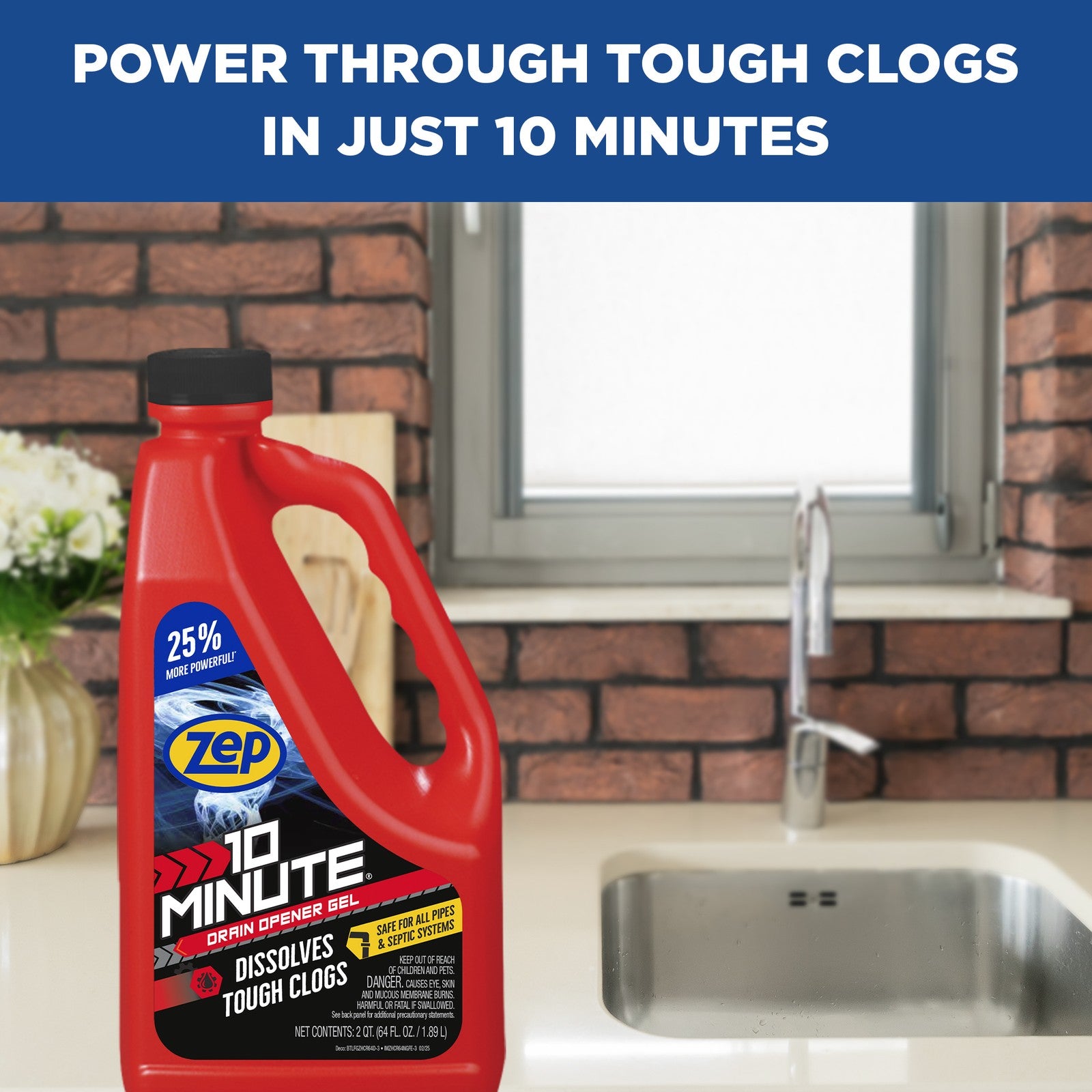 Zep 10 Minute Drain Opener Gel 64 oz (Case of 6) ZHCR64NG