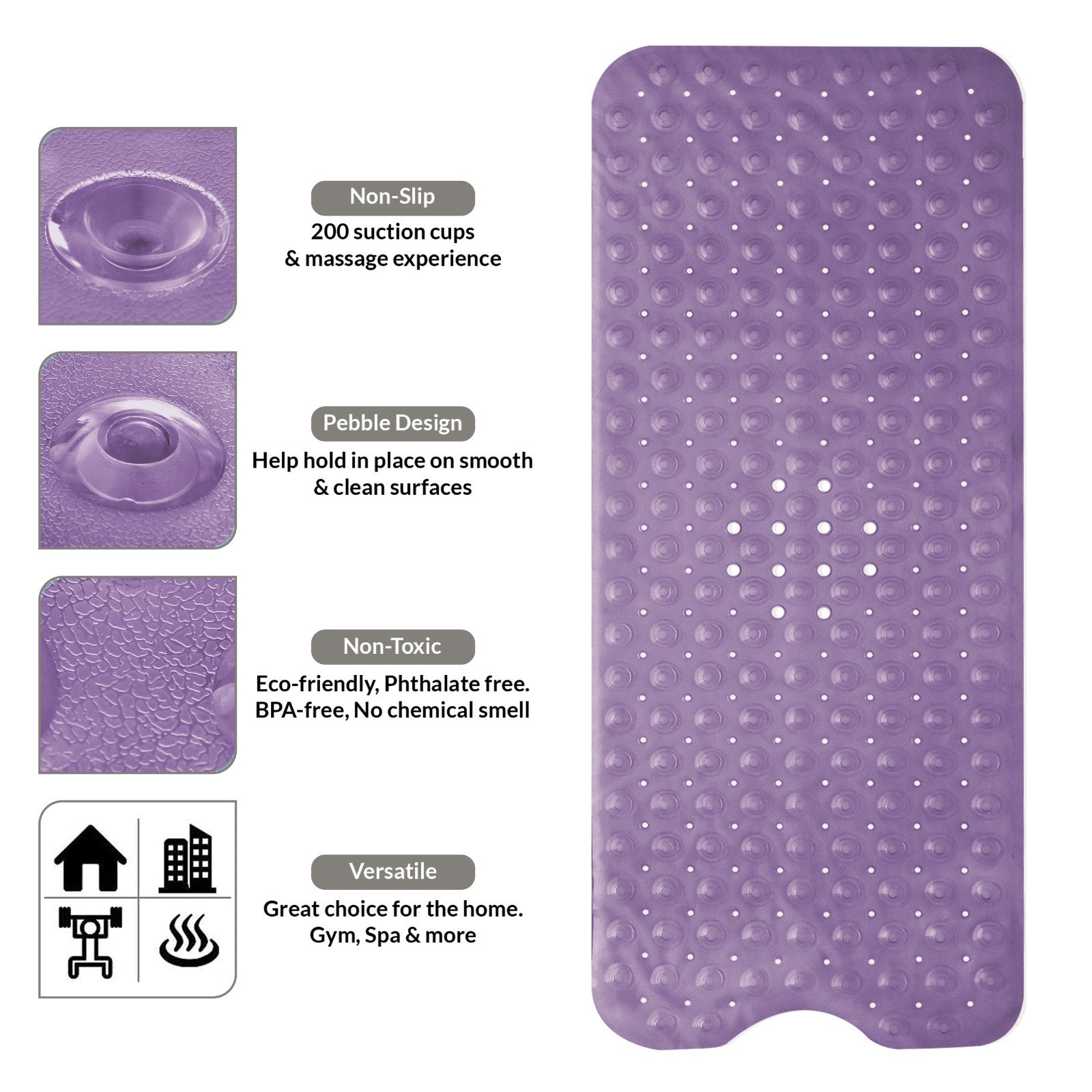 Non Slip Bathtub Mats Suction Cups Washable Bathroom Inside Shower Mat Anti Mold