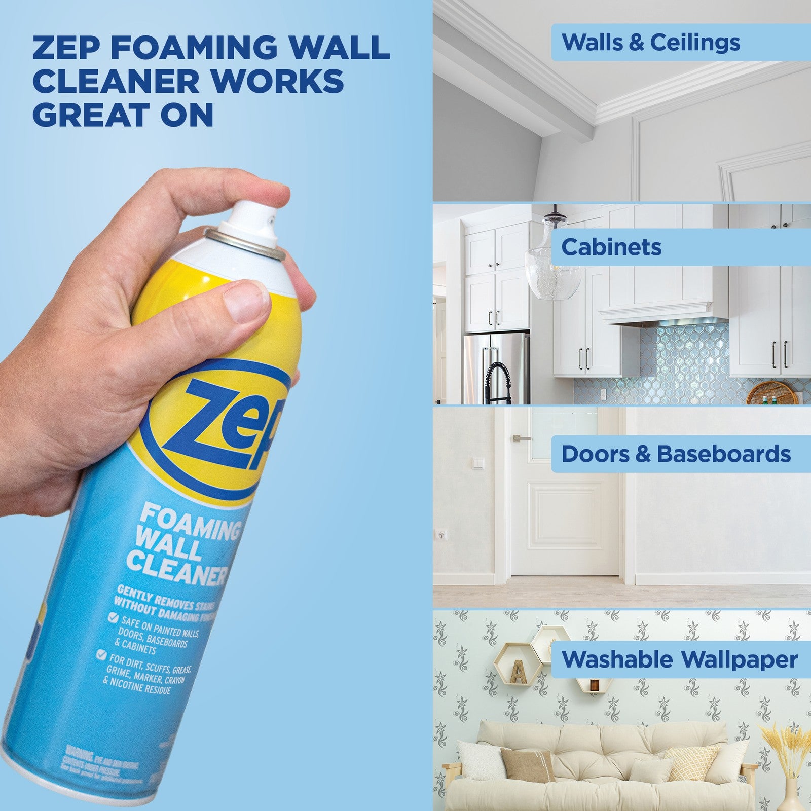Zep Foaming Wall Cleaner - 18 oz (Case of 12) - ZUFWC18