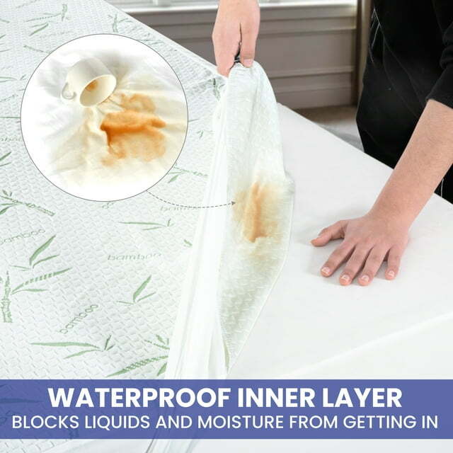 Waterproof Bamboo Mattress Protector Hypoallergenic Breathable Fitted Bed Covers